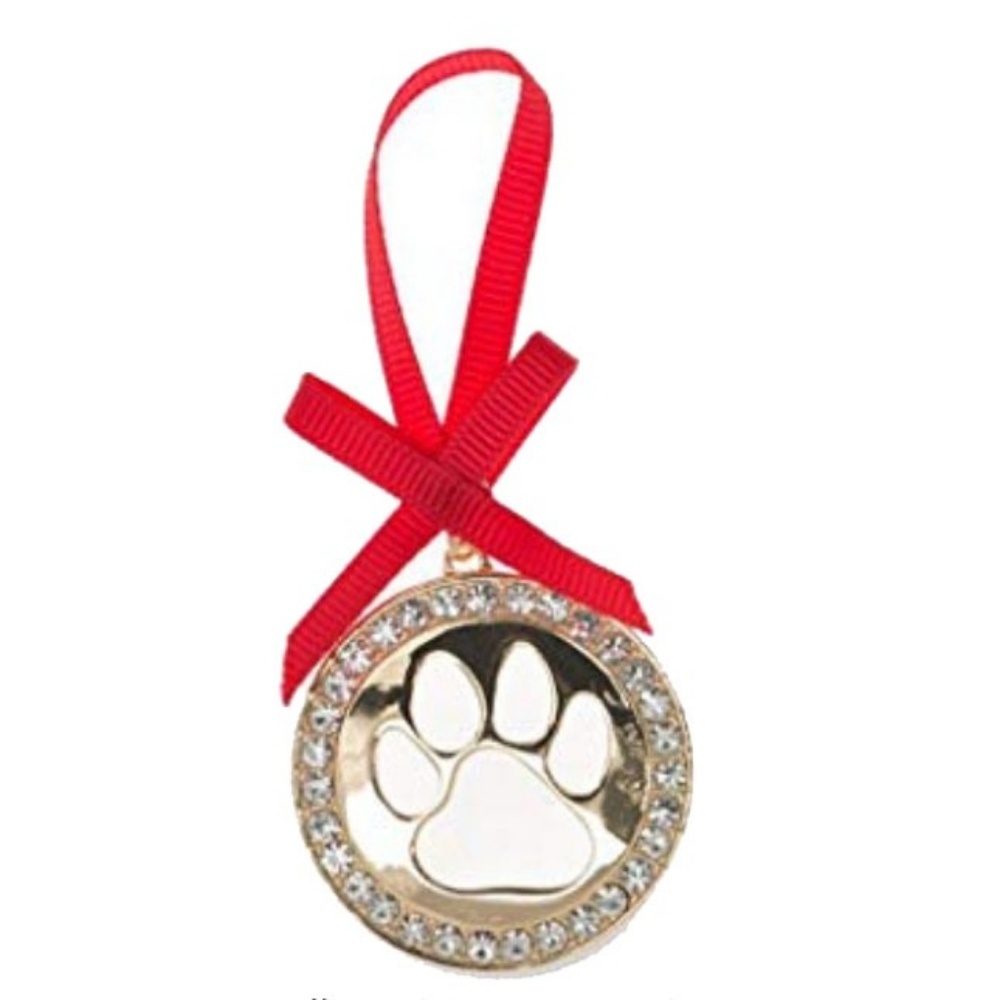Pet Friends Gold-Tone Paw Christmas Ornament